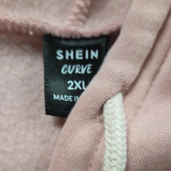 SHEIN 90's Baby Plus Dusty Pink Hoodie With Kangaroo Pocket Xxl - Picture 3 of 5